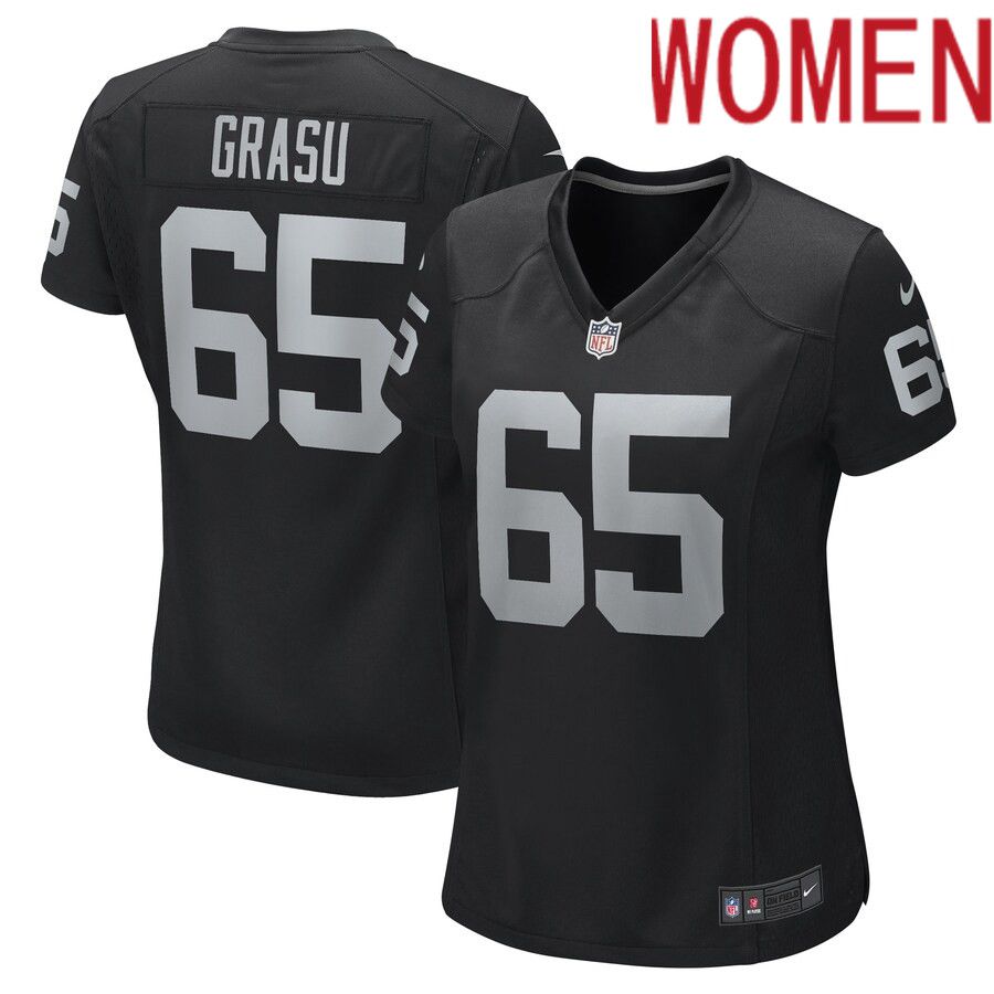 Women Las Vegas Raiders 65 Hroniss Grasu Nike Black Game Player NFL Jersey